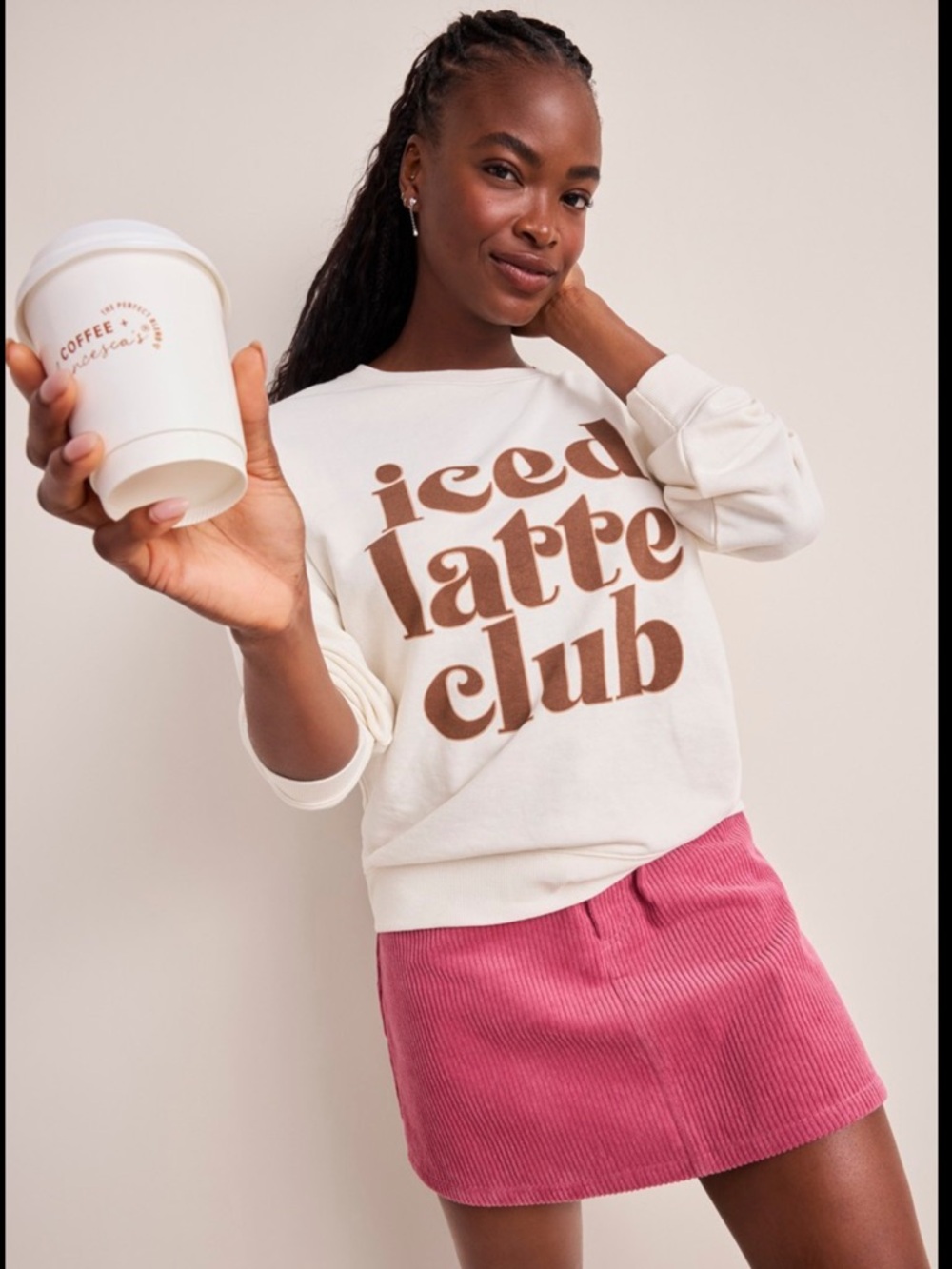 Nwt Francesca’s ice latte club sweatshirt XL